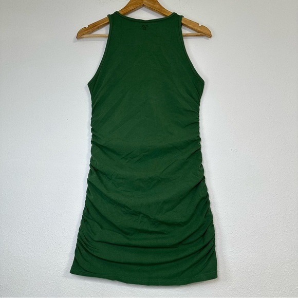 Aritzia TNA Chill Bodycon Malibu Olive Green Ruched Mini Dress - Picture 3 of 13